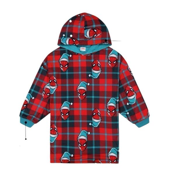 Spiderman Character Kids Oversized Hooded Pullover Robe Size L/XL - Picture 3 of 13